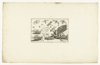 Fantastik bir kanatlı canavar ve çekirge Volatilium varii generis (...) (dizi adı) by Anonymous