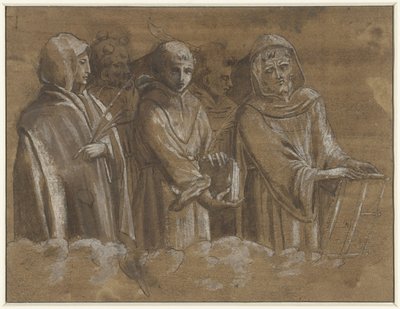 Bir bulutun üzerinde şehit figürleri by Anonymous