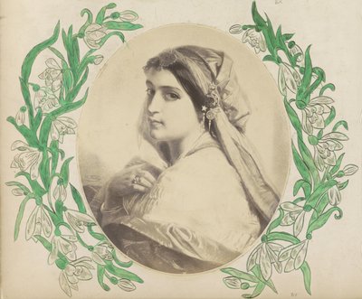 Başörtülü bir kadını gösteren bir baskının (muhtemelen) fotoğraflı reprodüksiyonu by Anonymous