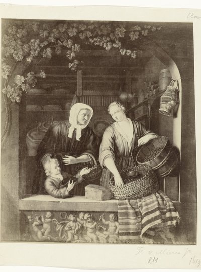 Frans van Mieris II Musée d'Amsterdam'ın The Grocery Store tablosunun fotoğraf reprodüksiyonu. Bir Magasin d'épicerie. - Van Mieris. (nesne üzerindeki başlık) by Anonymous