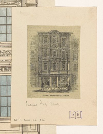 Thomas Tegg'in Londra'daki dükkanının cephesi The Old Mansion-House, Londra (nesne üzerindeki başlık) by Anonymous