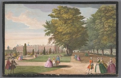 Güney tarafından görülen Londra'daki Hampton Court Sarayı'nın görünümü by Anonymous