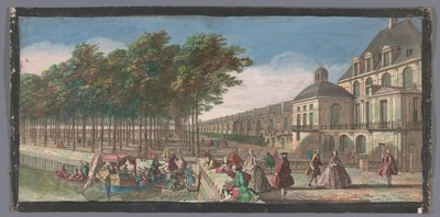Gezicht op de Cour de la Fontaine van het Fontainebleau Sarayı Paris