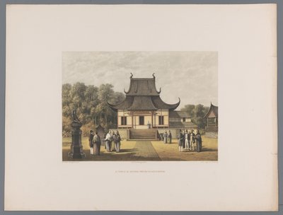 Gezicht op de Gozinzie tempel bij D'jnassa D'jnassa köyü yakınlarındaki Gozinzie tapınağı (nesne üzerindeki başlık) Lijnden Kontu'nun metinleriyle Japonya Hatıra Eşyası (nesne üzerindeki seri başlığı) by Anonymous