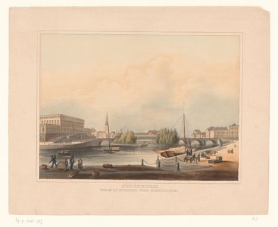 Gezicht op de Norrbro, Stockholm Stockholm. Blasiiholmen'den Norrbro'nun görünümü (nesne üzerindeki başlık) by Anonymous