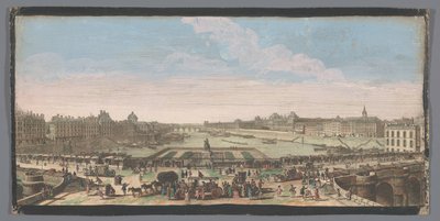 Pont Neuf'un Paris'te Seine nehri üzerinde, Pont Royal Autre vue Privé de Paris ödülüne doğru görülen Pont Neuf'un Pont Royal'e karşı bakış açısı (nesne üzerindeki başlık) by Anonymous