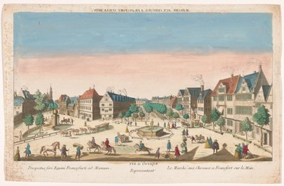 Gezicht op de Rossmarkt te Frankfurt am Main Frankfurt am Main'deki At Pazarı (nesnedeki başlık) by Anonymous