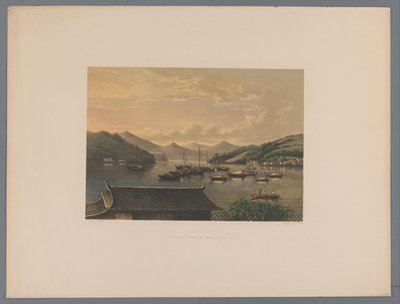 Gezicht op de baai van Nagasaki Nangasaki körfezinde manzara (nesne üzerinde başlık) Lijnden Kontu'nun metinleriyle Japonya Hatıra Eşyası (nesne üzerinde seri başlığı) by Anonymous