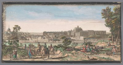 Şehir ve Versay Sarayı manzarası Chateau ve Versailles şehrinin bir bölümünün görünümü (nesne üzerindeki başlık) by Anonymous