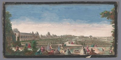 Gezicht op de tuin en het Palais de Fontainebleau Château de Fontainebleau'nun bir kısmının görünümü ve parterre (nesne üzerindeki başlık) by Anonymous