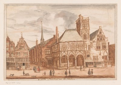 Amsterdam'daki Eski Belediye Binası'nın görünümü T oudt Stathuys van Amsterdam (nesne üzerindeki başlık) by Anonymous