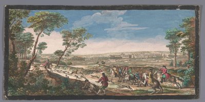 Gezicht op het Fontainebleau Sarayı Partere tarafında karşı dağın tepesinden alınan Fontainebleau