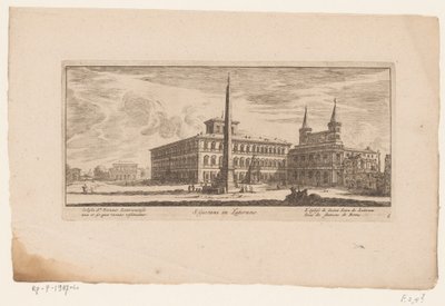 Roma'daki St. John Lateran'ın arka tarafındaki meydandan görünüm S. Giovani in Laterano / Ecclesia St. Ioannis Lateranensis nua er ice (...) / L'Eglise de Saint Iean de Latran Lune (... ) ( nesne üzerindeki başlık) by Anonymous