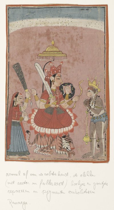 Tanrıça Durga ve Hanuman by Anonymous