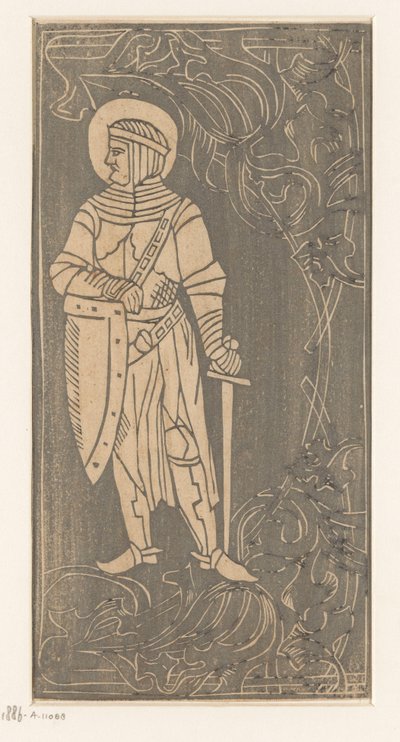 Savaşçı kılığına girmiş aziz Ortaçağ tarzı gravürler (dizi adı) by Anonymous