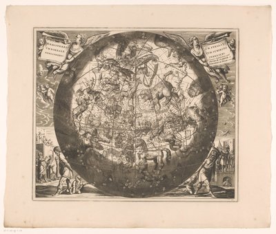 Kuzey takımyıldızlarını gösteren gökyüzü haritası Haemisphaerium stellatum boreale cum subiecto haemisphaerio terrestri (nesne üzerindeki başlık) by Anonymous