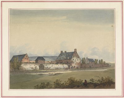 Mont-Saint-Jean'deki Hoeve La Haye-Sainte Waterloo ve çevresinin yedi tabağı (seri başlığı) by Anonymous