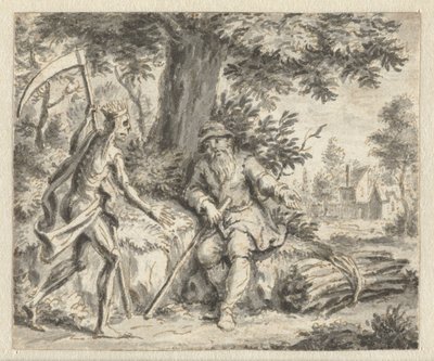 Jean de la Fontaine'in Masallarının bir Baskısı için Çizimler için Oduncu ve Ölüm Tasarımları (seri başlığı) by Anonymous