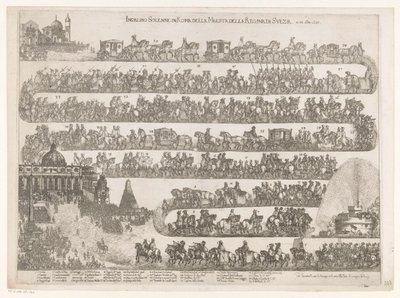 İsveç Kraliçesi Christina'nın Roma'ya girişi Roma della Maestra della Regina di Svezia ai 23 xbre 1655'te Ingresso Solenne (nesne üzerindeki başlık) by Anonymous