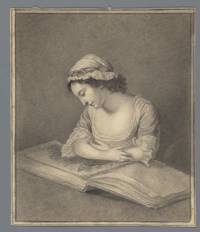 Resimli kitap olan genç kadın by Anonymous
