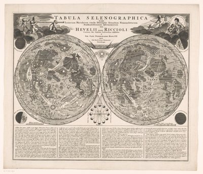 Kaart van de maan Ay lekelerinin tam olarak tanımlandığı Selenografik harita (...) (nesne üzerindeki başlık) by Anonymous
