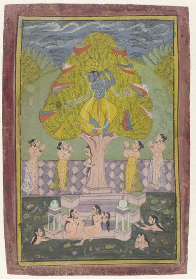 Krishna Gopis'in Giysilerini Çalıyor by Anonymous