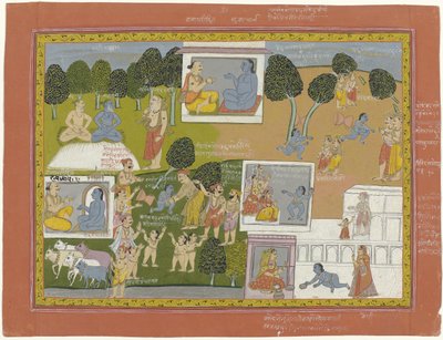 Krishna, Arjuna Ağaçlarını Kökünden Söküyor by Anonymous
