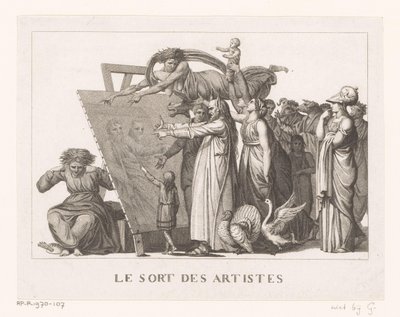 Sanatçı, seyircisinin tepkilerinden saklanıyor Le Sort des Artistes (nesne üzerindeki başlık) by Anonymous