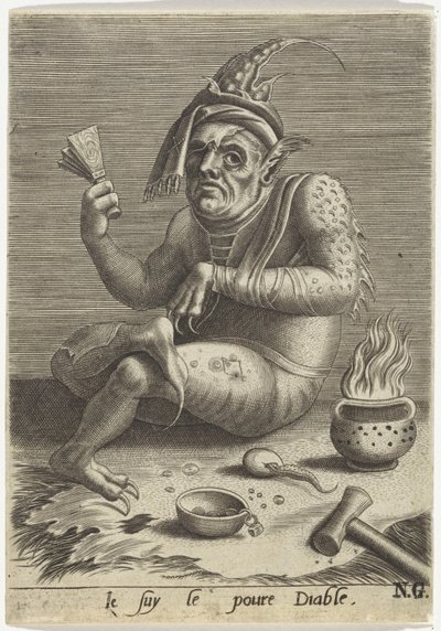 Şeytan Şeklinde Cüzamlı Dilenci Je suy le poure Diable (nesne üzerindeki başlık) by Anonymous