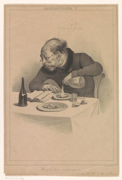 okuyan adam Une ders entraînante (nesne üzerinde başlık) Karikatürler (yayıncılar Pontin ve Eigeman tarafından) (seri başlığı) Caricaturana (nesne üzerinde dizi başlığı) by Anonymous