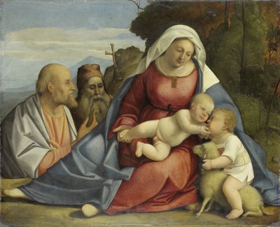 Bebek Vaftizci Yahya ve Aziz Peter ve Anthony ile Madonna ve Çocuk by Anonymous