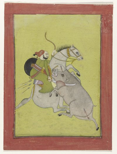 Maharao Umed Singh veya Bundi Maharaja Umed Singh, bir yaban domuzu öldürüyor by Anonymous