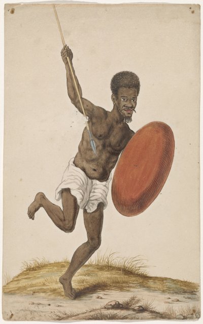 assegai ve kalkan ile Madagaskarlı savaşçı by Anonymous