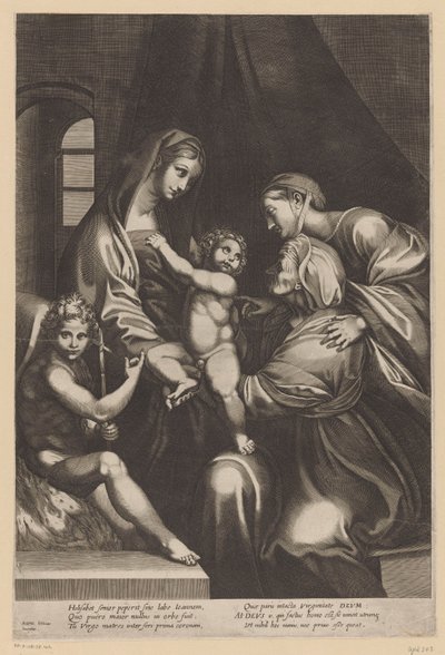 Çocuklu Meryem ve Elizabeth, Catherine ve Vaftizci Yahya by Anonymous