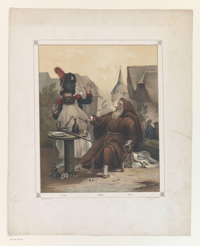 Keşiş ve memur, nitelikleri olan bir masada Bir mucize / Ein Wunder / Un mucizesi (nesnedeki başlık) by Anonymous