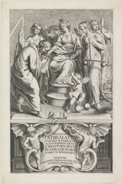 Kişiliği van de Wiskunde Başlık sayfası: Christophorus Rosdrazewski, Discipline of Mathematics, [1640-1648] by Anonymous