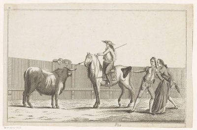 Picador mızrağını bir boğaya doğrultuyor Coleccion de las Principales suertes de una corrida de toros (nesne üzerinde seri başlığı) En önemli boğa güreşi manevralarının toplanması (seri başlığı) by Anonymous