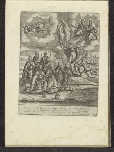 Pius V, Philip II, Alvise I Mocenigo, Sebastiano Vernier, Marcantonio Colonna ve Avusturyalı Don Juan İnancın önünde diz çöküyor Venedik hayatından sahneler (dizi adı) Habiti d