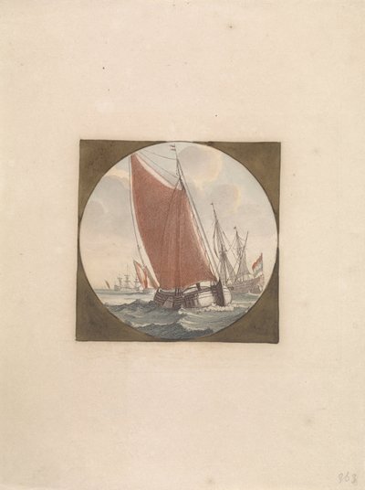 Tam yelkenli düz dip Denizde Gemiler (seri B) (seri başlığı) by Anonymous