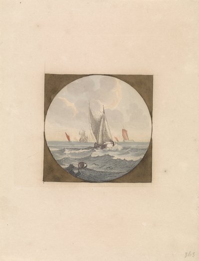 Beyaz yelkenli düz dipli Denizde Gemiler (seri B) (seri başlığı) by Anonymous