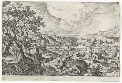 Pyramus ve Thisbea Mitolojik ve İncil sahneleri içeren manzaralar (dizi adı) by Anonymous