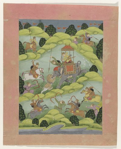 aslan avında Rajput prens by Anonymous