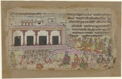Rama ve Sita sarayın önünde maymun ordusuyla by Anonymous