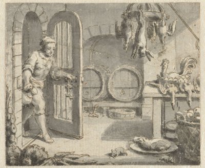 Jean de la Fontaine'in Masalları'nın bir baskısı için İllüstrasyonlar için Şehir Sıçan ve Ülke Sıçan Tasarımları (seri başlığı) by Anonymous