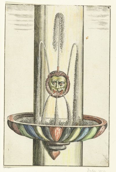 Aslan başlı yuvarlak lavabo Architectura Curiosa Nova (dizi adı) by Anonymous