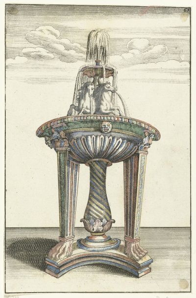 Büyük bir tripod üzerinde yuvarlak lavabo Architectura Curiosa Nova (dizi adı) by Anonymous