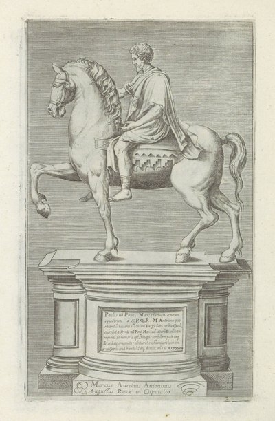 Ruiterstandbeeld van Marcus Aurelius Antieke Roma'da yontulmuş (seri başlığı) halka açık yerlerde görünen Roma şehrinin antik heykellerinin simgeleri (dizi başlığı) by Anonymous