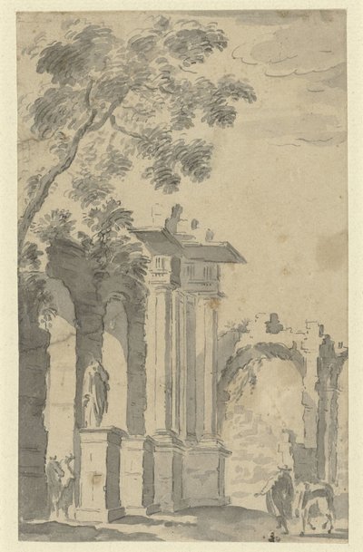 Kalıntılar ve bir heykel by Anonymous