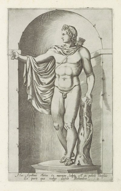 Heykeltıraş Apollon Apollo Belvedere Apollon'un bu heykeli, Papa'nın sarayında mermerden oyulmuştur (...) (nesne üzerindeki başlık) Roma'daki Antieke heykelleri (dizi başlığı) Roma şehrinin antik heykellerinin ikonları halka açık yerlerde görül by Anonymous