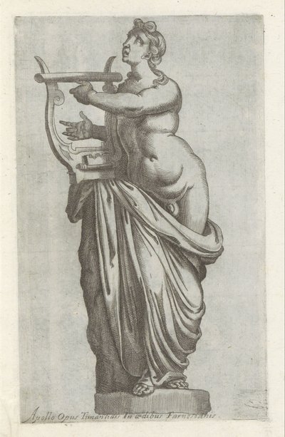 Heykeltıraş van Apollo Apollo'nun Farnesian evindeki timanlid çalışması (nesne üzerindeki başlık) Roma'daki Antieke heykeli (dizi başlığı) Roma şehrinin halka açık yerlerde görülen antik heykellerinin ikonları (dizi başlığı) by Anonymous